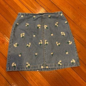 Floral denim mini skirt
